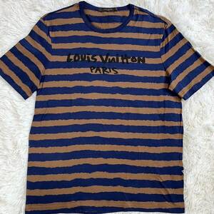 希少Lサイズ ルイヴィトン 【人気モデル】 LOUIS VUITTON 半袖 tシャツ カットソー トップス ビックロゴ グラフィック ボーダー メンズ