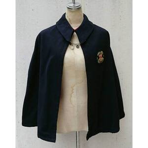 ヨーロッパヴィンテージ LONDON SCOTTISH Cape vintage ケープ ポンチョ マント アウター ネイビー レッド 赤 紺 古着 ヴィンテージ LV129