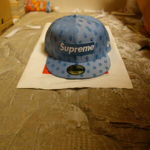 supreme 18aw monogram box logo new era blue 7 1/8