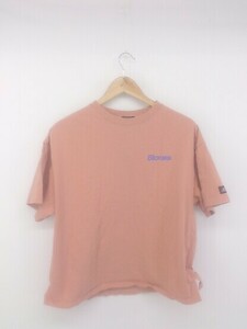 ◇ Dickies ディッキーズ プリント 半袖 Tシャツ カットソー サイズL オレンジ系 マルチ レディース E