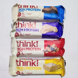 4本 Think High PROTEINプロテインバー ブラウニークランチ　ホワイトチョコレート　ハイプロテインバー シンクシン　thinkthin　think !