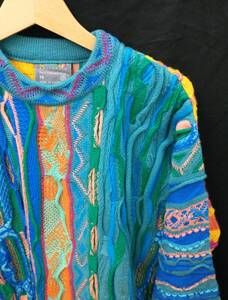 COOGI 3D KNIT SWEATER クージー オーストラリア製 立体 七分袖 ウール ニット セーター XS カラフル マルチカラー 古着 店舗受取可