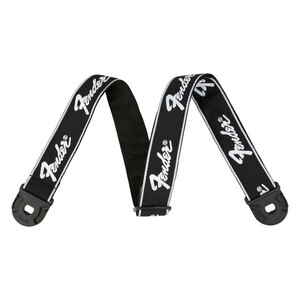 フェンダー Fender Quick Grip Locking End Strap Black with White Running Logo 2 ギターストラップ