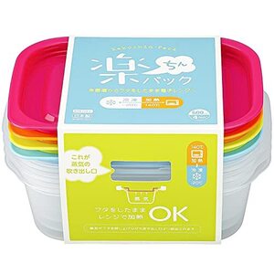 イノマタ化学(Inomata-K) 電子レンジ容器 楽ちんパック 角型 600ml 4色組 日本製 9806 ピンク/オ