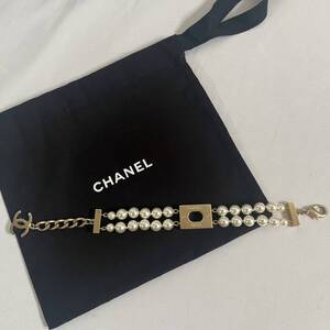 １円～　【美品】　シャネル　CHANEL　ブレスレット　ココマーク　パール　ゴールド　アクセサリー　レディース　純正袋付