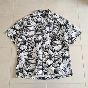 90s POLOSPORT ポロスポ ラルフローレン　オープンカラーシャツ　花柄　シャツ　ブラック　L