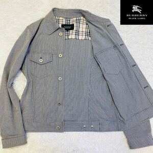 【美品・希少L】バーバリーブラックレーベル BURBERRY BLACK LABEL 千鳥柄 ブルゾン ジャケット メンズ ノバチェック ハウンドトゥース