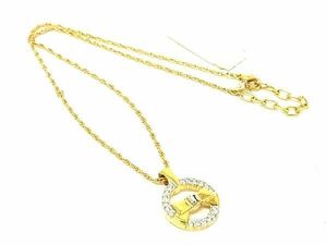 ■新品同様■ NINA RICCI ニナリッチ ラインストーン リボン ネックレス ペンダント アクセサリー レディース ゴールド系 DE4207