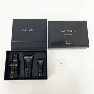 ほぼ未使用 Christian Dior ディオール SAUVAGE ソヴァージュ 3P コフレセット 香水 シャンプー 乳液 [E011]