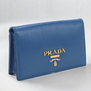 中古 プラダ 名刺入れ レディース ブランド PRADA レザー カードケース レザー ブルー 小物