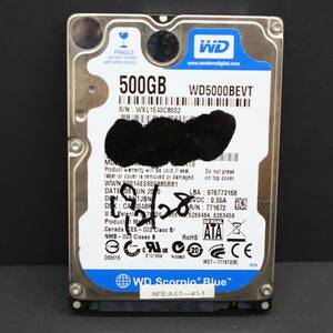 ∠ 500GB フォーマット済｜2.5インチ 内蔵型 ハードディスク｜WD Western Digital WD5000BEVT HDD｜5400RPM SATA 内蔵HDD■P3599