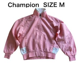 【送料無料】中古 Champion チャンピオン テニスウェア ナイロンジャケット ピンク ヴィンテージ サイズM