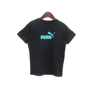 プーマ PUMA Tシャツ カットソー クルーネック ロゴプリント 半袖 L 黒 ブラック /YK レディース