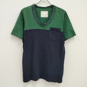 Sacai バイカラーTシャツ サイズ2 半袖Ｔシャツ カットソー ネイビー グリーン サカイ 3-0712S F92757