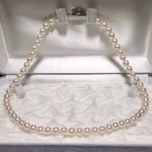 【アコヤ真珠】6.5-7.0mm 44cm ホワイト ネックレス 本真珠 アクセサリー SILVER pearl あこや パール