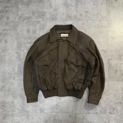 80s vtg short real leather bomber jacket