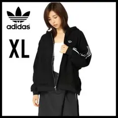 adidas★黒★XL★フード付きボアフリースジャケット★レディース