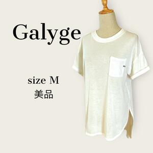 M430【美品】Galyga アシンメトリ刺繍ロゴTシャツ
