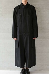 Yohji Yamamoto POUR HOMME ヨウジヤマモト I-ツナギDFギャバ 上下着脱可能 ブルゾン コート ブラック 3