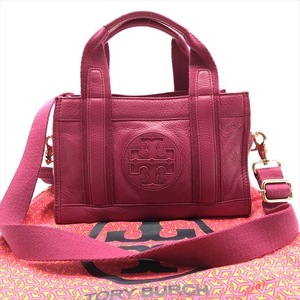 良品 TORY BURCH トリーバーチ レザー 2WAY 斜め掛け ハンド ショルダー バッグ ピンク レディース a4463