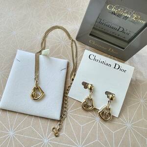 クリスチャンディオール Christian Dior ハート ネックレス イヤリング ２点セット ゴールド