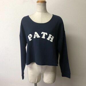 大人カジュアル！！ loaf ロフ 『PATH』ロゴ スウェットトップス ネイビー ショートドロップ ONEサイズ W06037