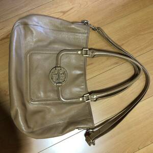 【美品】トリーバーチ Tory Burch ロゴ 2WAY トートバッグ ショルダーバッグ トートバッグ レザー キャメル レディース 