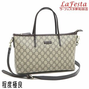 ◆ 本物 美品 ◆ GUCCI グッチ ２Wayバッグ GGスプリーム ショルダーバッグ トートバッグ レザー GGロゴ ファスナー バッグ 人気 353439