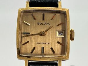 2412121859303 BULOVA ブローバ M9 レディース腕時計 ゴールド文字盤 オートマチック デイト 稼働 ヴィンテージウォッチ 現状品 中古