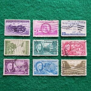 アメリカ合衆国切手 UNITED STATES POSTAGE ★9枚　1944年～1945年/外国切手