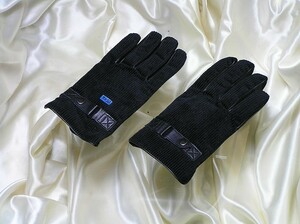 手袋・使用3回♪TAKA-Q タカキュー♪ビジネススタイルと好相性 M～L-size メンズ Black黒 コーデュロイ+本革 gloves 3432■郵便送料：210円