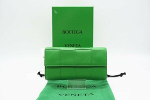 ☆安心の３大保証☆ Bランク ≪BOTTEGA VENETA ボッテガ ヴェネタ/二つ折り長財布≫ 667433 カセット ラージ フラップ パラキート 送料無料