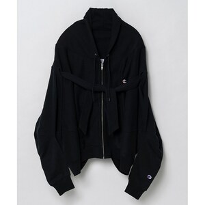 未使用 Champion x ANREALAGE (チャンピオン アンリアレイジ) 変形 スウェットパーカ / M / 黒 / REVERSE WEAVE Zip Hooded Sweatshirt