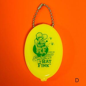 Rat Fink ラットフィンク コインケース キーチェーン キーホルダー ラバー アメリカ製 新品未使用 イエロー No.D