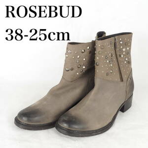 EB4071*ROSE BUD*ローズバッド*レディースショートブーツ*38-25cm*グレー系