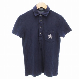 ポロ バイ ラルフローレン Polo by Ralph Lauren ポロシャツ 半袖 鹿の子 刺繍ロゴ XS 紺 ネイビー /TZ 0928 メンズ