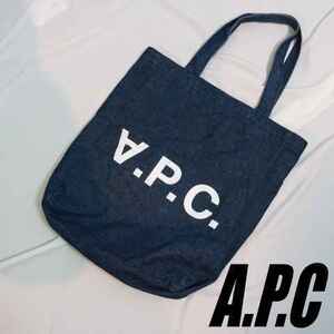 アーペーセー A.P.C. 濃紺デニム！コットントートバッグ ハンドバッグ 鞄 BAG 肩掛けショルダーバッグ ハンドバッグ ネイビー紺 大容量1201