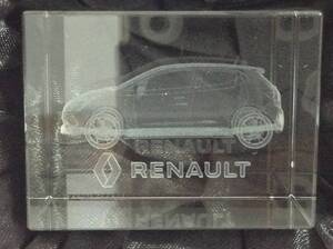 RENAULT ルノー ルーテシアR.S. ルノースポール クリオIV 3Dクリスタル オーナメント ガラス ノベルティ 新品 