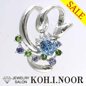 《SALE》ブルートパーズ 1.46ct ダイヤモンド 0.08ct タンザナイト クロムダイオプサイド プラチナ Pt900 ペンダント トップ