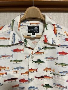 レア 美品 S2W8 FISH PRINT SHIRT フィッシュ プリント オープンカラーシャツ アメリカ製