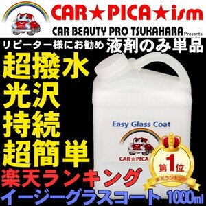 イージーグラスコート 1000ml 液剤のみ 瞬間超撥水 ガラスコーティング剤 メンテナンス ワックス 車 コーティング