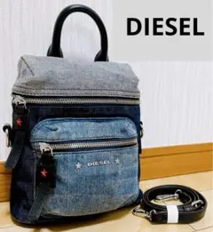 ディーゼルらしいデニム★ロゴx スタッズ ★DIESEL ショルダーバッグ