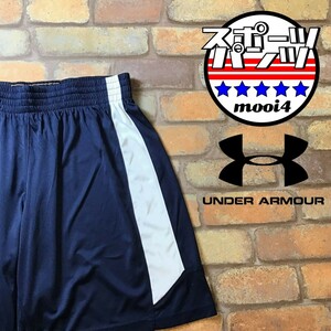 SP1-010◆USA規格品◆状態◎◆ネイビー【UNDER ARMOUR アンダーアーマー】バックメッシュ ショートパンツ【メンズ L】ランニング ジム