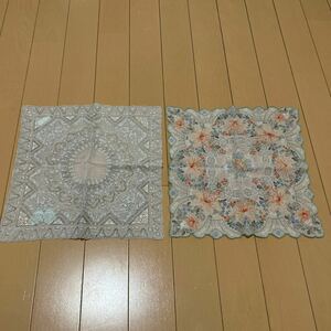 新品未使用　汕頭刺繍ハンカチ　SWATOW スワトウ　2枚　総柄　カラー