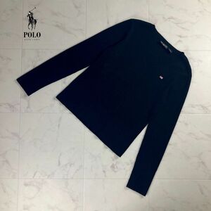 Polo Jeans Co. RALPH LAUREN ラルフローレン Vネック リブニット長袖カットソー トップス レディース 黒 ブラック サイズL*OC65