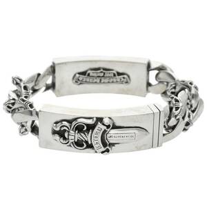 クロムハーツ Chrome Hearts ID DBL FLRL DGGR/ダブルIDフローラルダガー シルバーブレスレット 中古 NO05