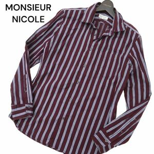 MONSIEUR NICOLE ムッシュ ニコル 通年 日本製生地★ 長袖 ストライプ シャツ Sz.48　メンズ　C4T04178_4#C