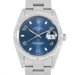 ロレックス オイスターパーペチュアル デイト 15210 ブルー 飛びアラビア Y番 中古 メンズ 腕時計