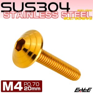 M4×20mm ボタンボルト シェルヘッド SUS304ステンレス カスタムデザイン ゴールド TR0101