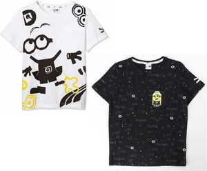 プーマ ミニオンズ コラボ キッズ 半袖Tシャツ 2枚セット 116 ホワイト ブラック 白 黒 Minions 子供用 男女兼用 ジュニア